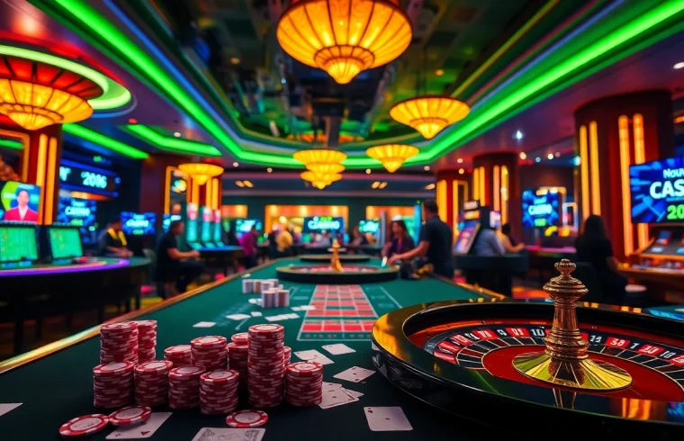 Engaging gameplay at a nouveau casino en ligne 2026 with vibrant tables, chips, and immersive action.