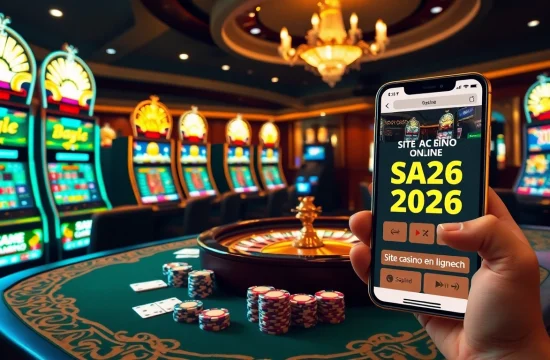 Experience the thrill of site casino en ligne 2026 with vibrant gaming tables, cards, and bright slot machines.