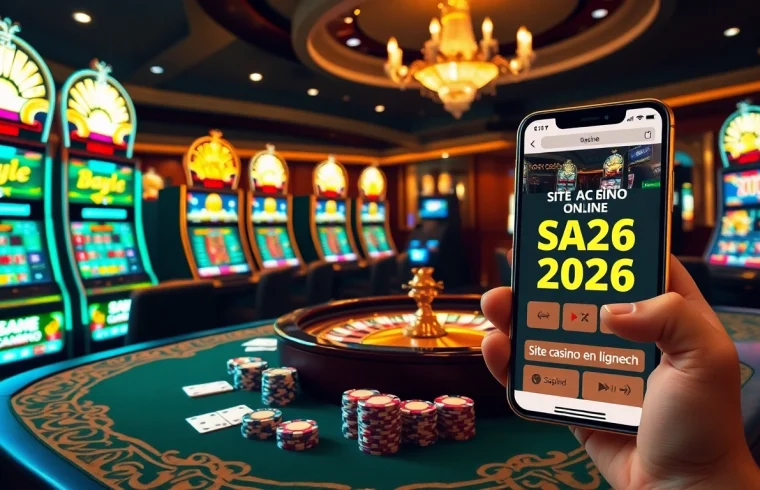Experience the thrill of site casino en ligne 2026 with vibrant gaming tables, cards, and bright slot machines.