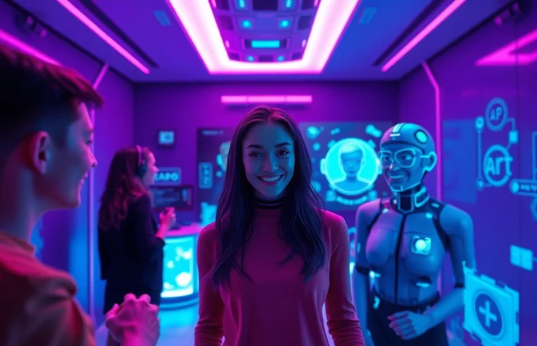 Experience immersive free ai sex chat through engaging AI avatars in a futuristic digital space.